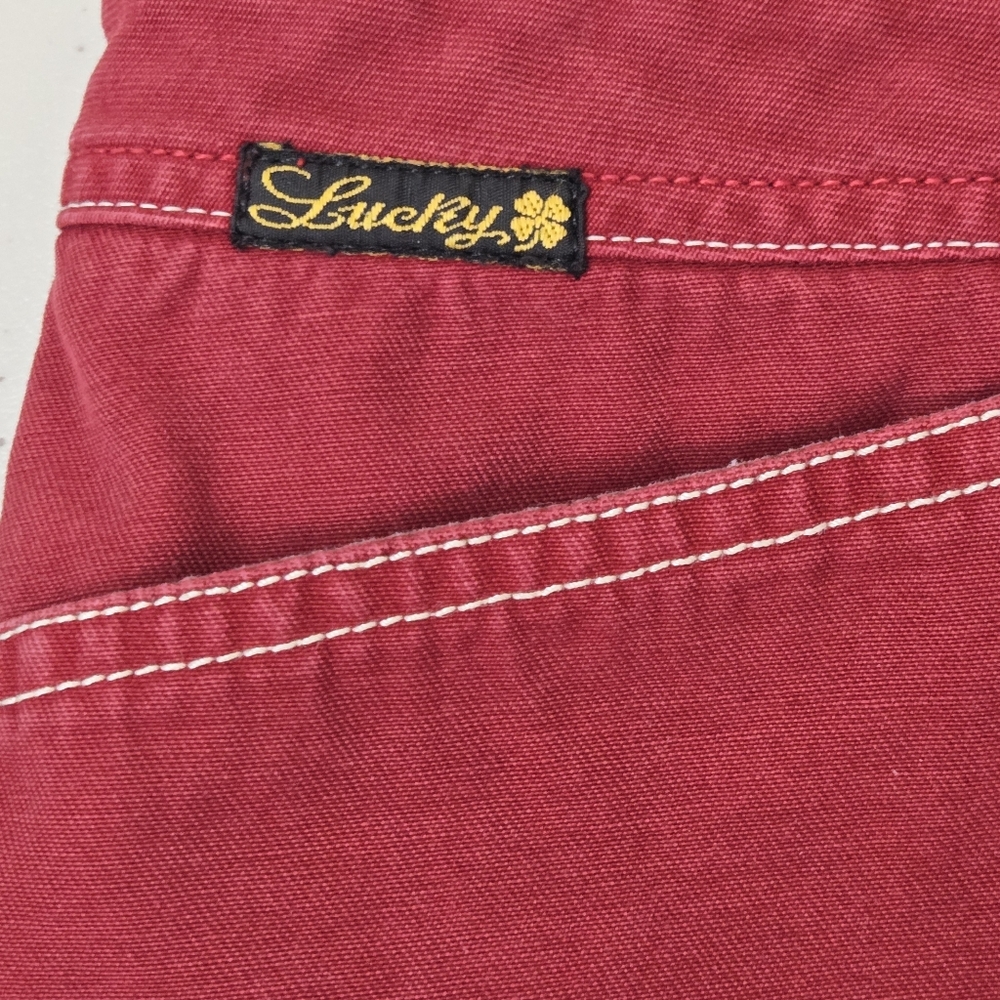 Lucky Brand Y2K Red Denim Skirt Size 14 Side Slit - Picture 4 of 12